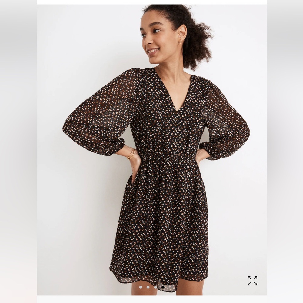 Madewell Georgette Button-Front Mini Dress Size Medium Ditsy